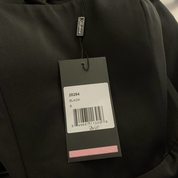 LA FEMME Black Flutter Slit Trumpet Gown - NWT - Picture 13 of 15